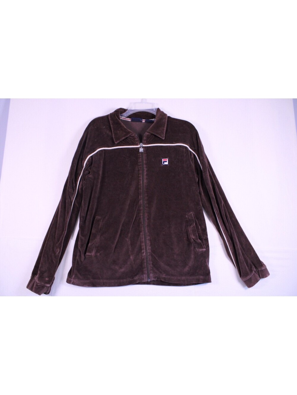 Y2K Brown Velour FILA Zip Up Track Top - M